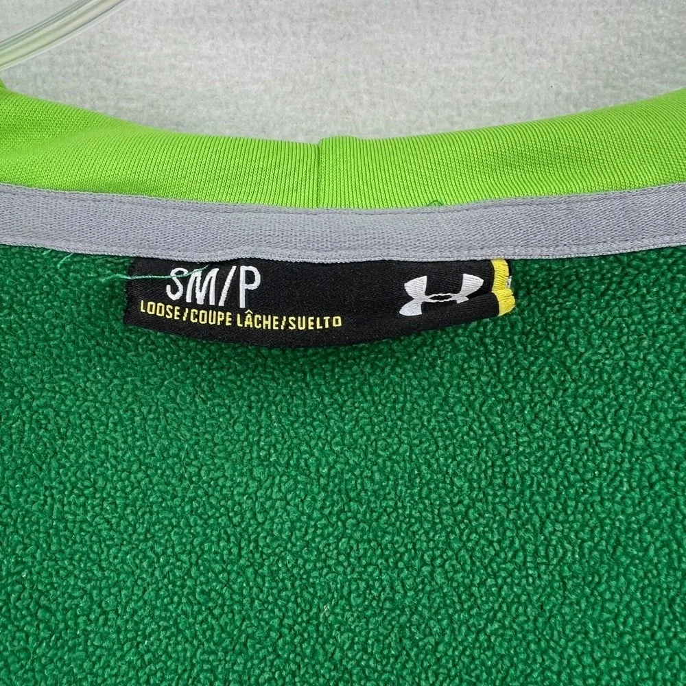 Under Armour Fleece Hoodie Size Small Green Loose Fit Geometric Full Zip Hooded‎